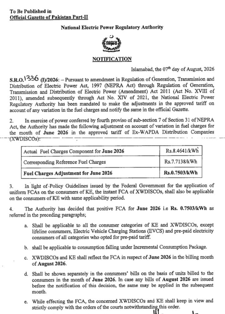 Nepra hikes power tariff by Re0.75 per unit nationwide