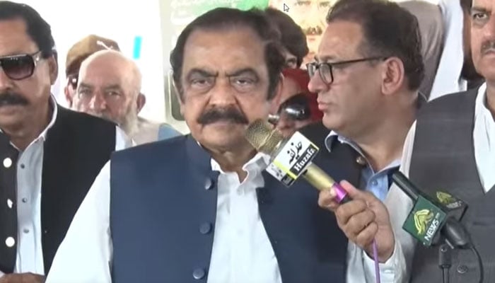 Adviser to Prime Minister on Political Affairs Rana Sanaullah addresses a public rally in Bagh district of Azad Jammu and Kashmir on August 8, 2026. — Facebook/ RanaSanaUllahOfficial