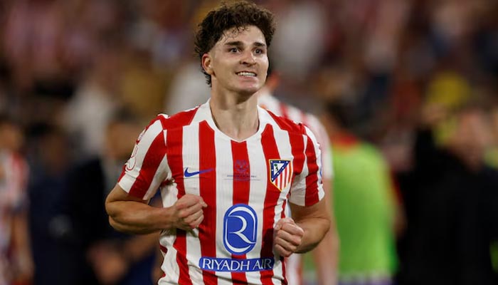 Atletico Madrids Julian Alvarez celebrates scoring their second goal against Real Sociedad during Copa del Rey final at Estadio de La Cartuja, Seville, Spain, April 18, 2026. — Reuters