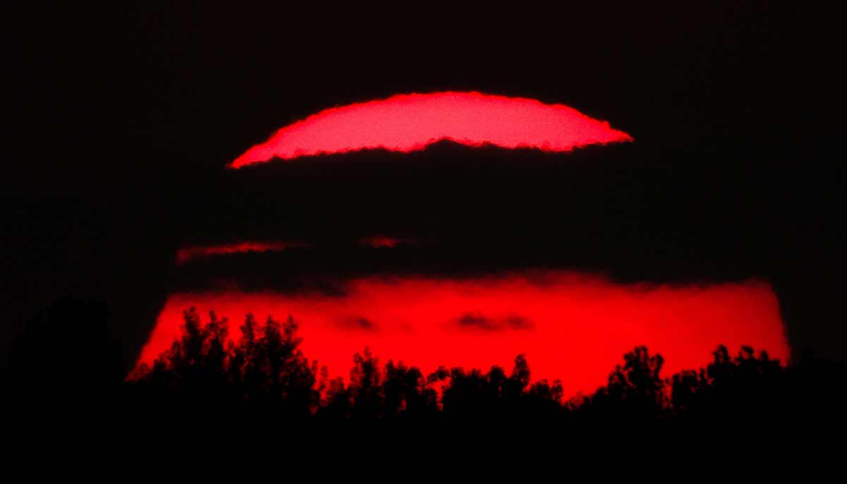 The sun sets as the moon partially covers it during a solar eclipse, as seen from Osorno, Spain, August 12, 2026.— Reuters