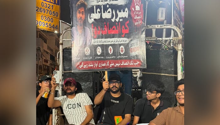 People protesting against the murder of young businessman Mir Raza Ali in Karachi. — Facebook@JusticeForMirRaza