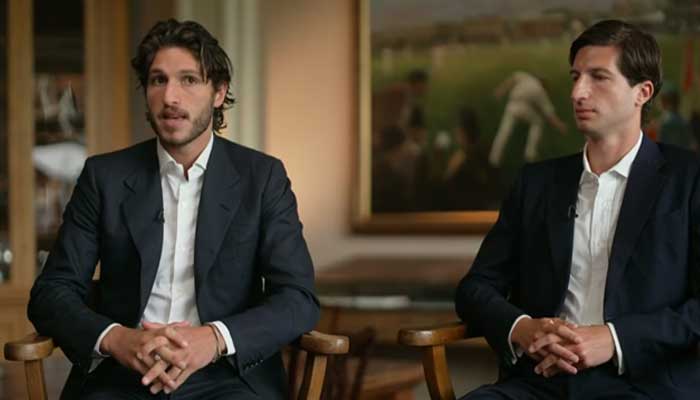 Imran Khan’s sons Qasim (left) and Suleiman speaking during an interview aired on August 27, 2026. — Screengrab via Sky Sports