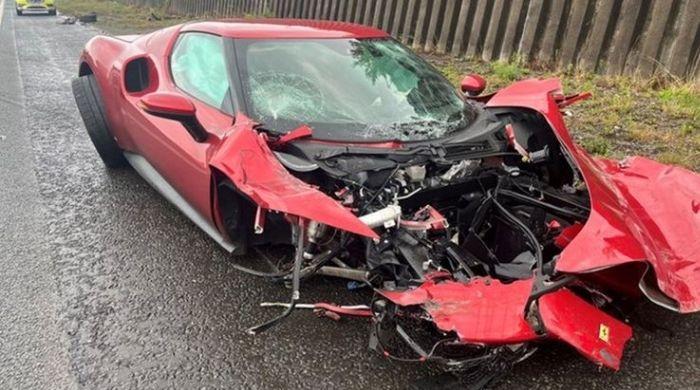 Ferrari 296 supercar wrecked in Salford Motorway crash: See full incident details