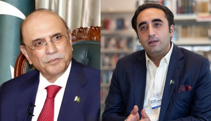 President Asif Ali Zardari (left) and Pakistan Peoples Party (PPP) Chairman Bilawal Bhutto-Zardari. — APP/File