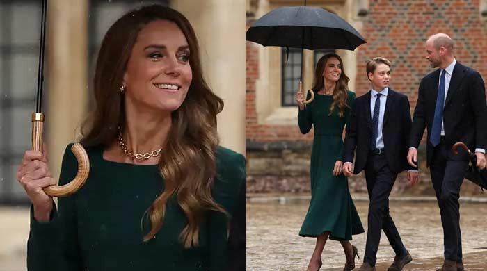 Princess Kate glows in Emerald Green as rain elevates her elegance