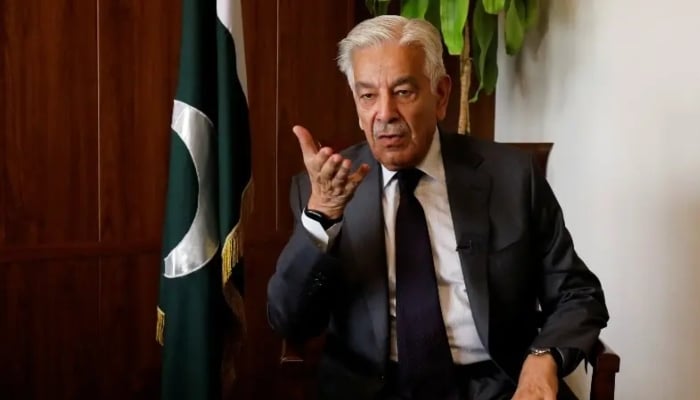 Defence Minister Khawaja Asif speaks during an interview with Reuters in Islamabad. — Reuters/File